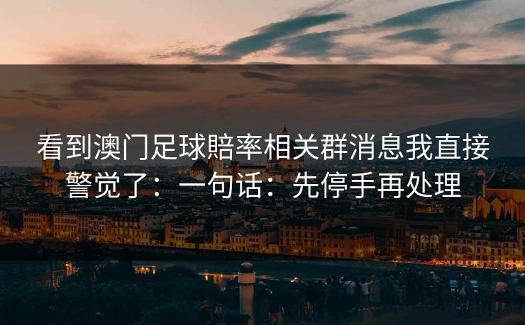 看到澳门足球賠率相关群消息我直接警觉了：一句话：先停手再处理