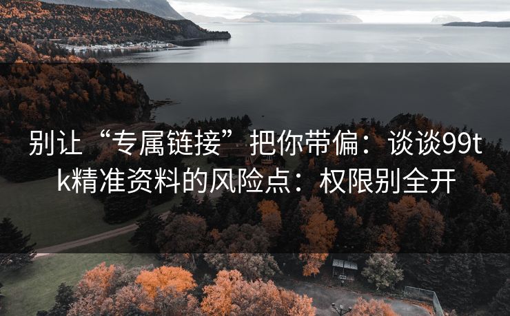 别让“专属链接”把你带偏：谈谈99tk精准资料的风险点：权限别全开